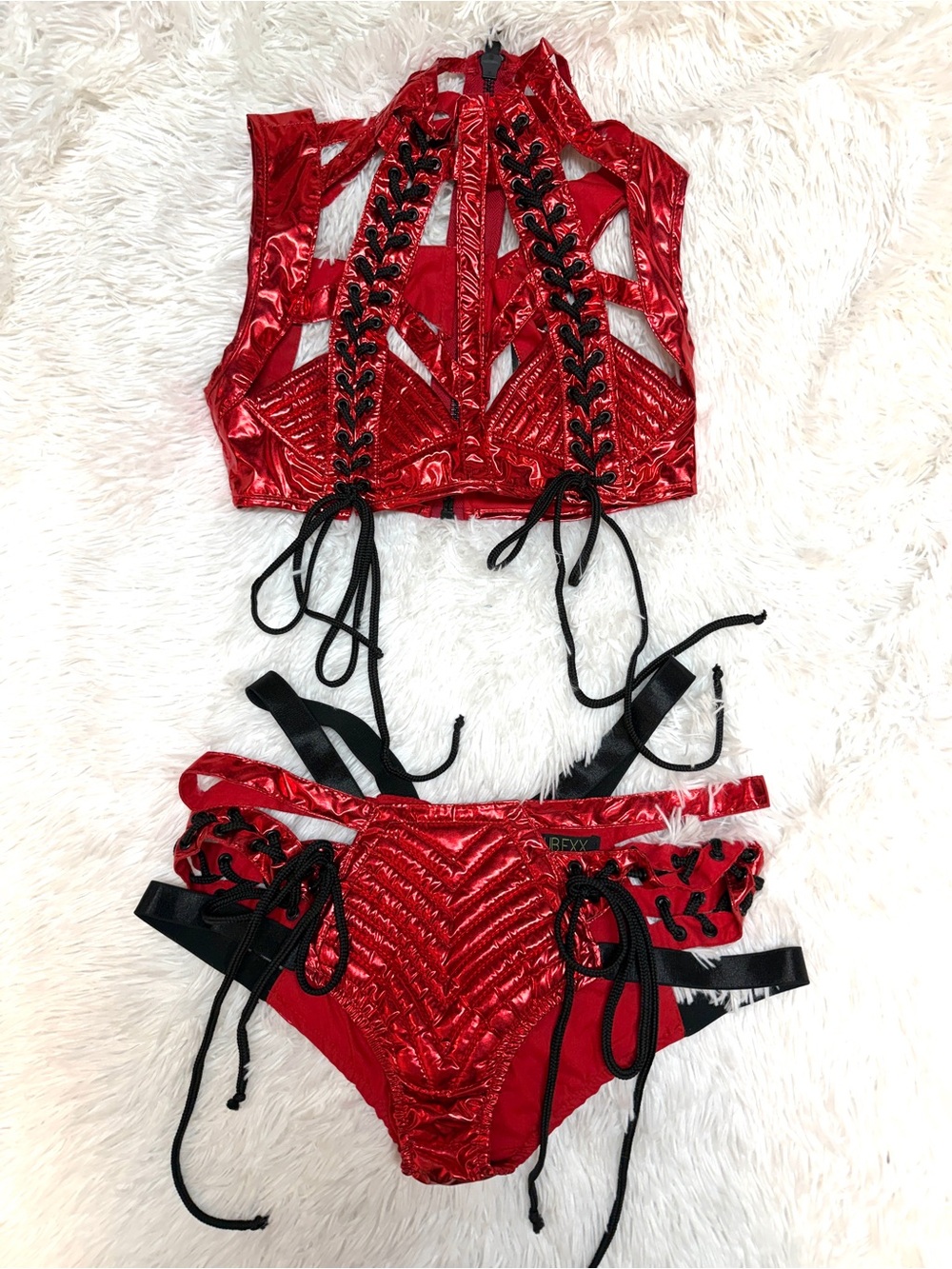 CLUB EXX RUDE AWAKENING HARNESS BRA TOP AND BOTTOM